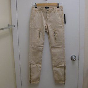 NWT Bebe tan moto zipper skinny pants 26